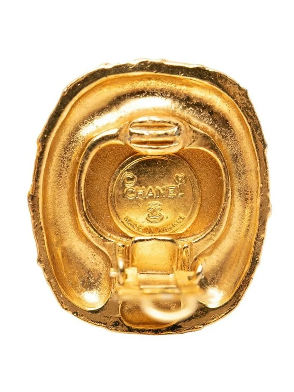 Chanel Quilted Earrings Gold Plated